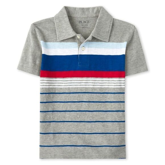 🚗 SALE! 5/$50 Boys Red White & Blue Colorblock Short Sleeve Polo -Large (10-12) - Picture 1 of 7